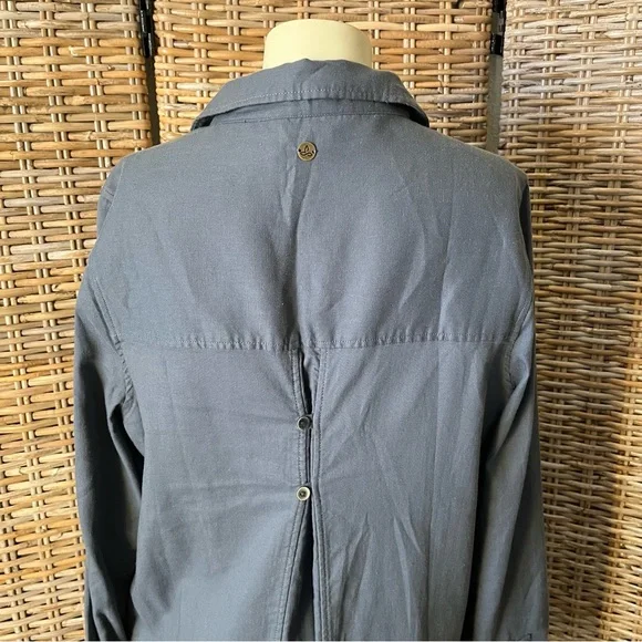 Prana Yarrow Organic Cotton Casual Button Down Shirt Dress Blue XL NWT - Picture 6 of 16